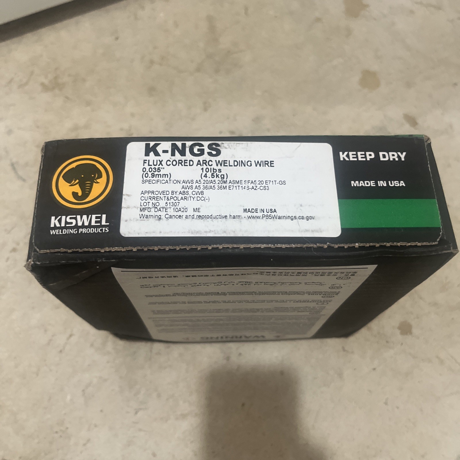 USA MADE Kiswel E71T-1C/1M 035 in Dia 10lb. Flux Cored Welding Wire GAS REQUIRED