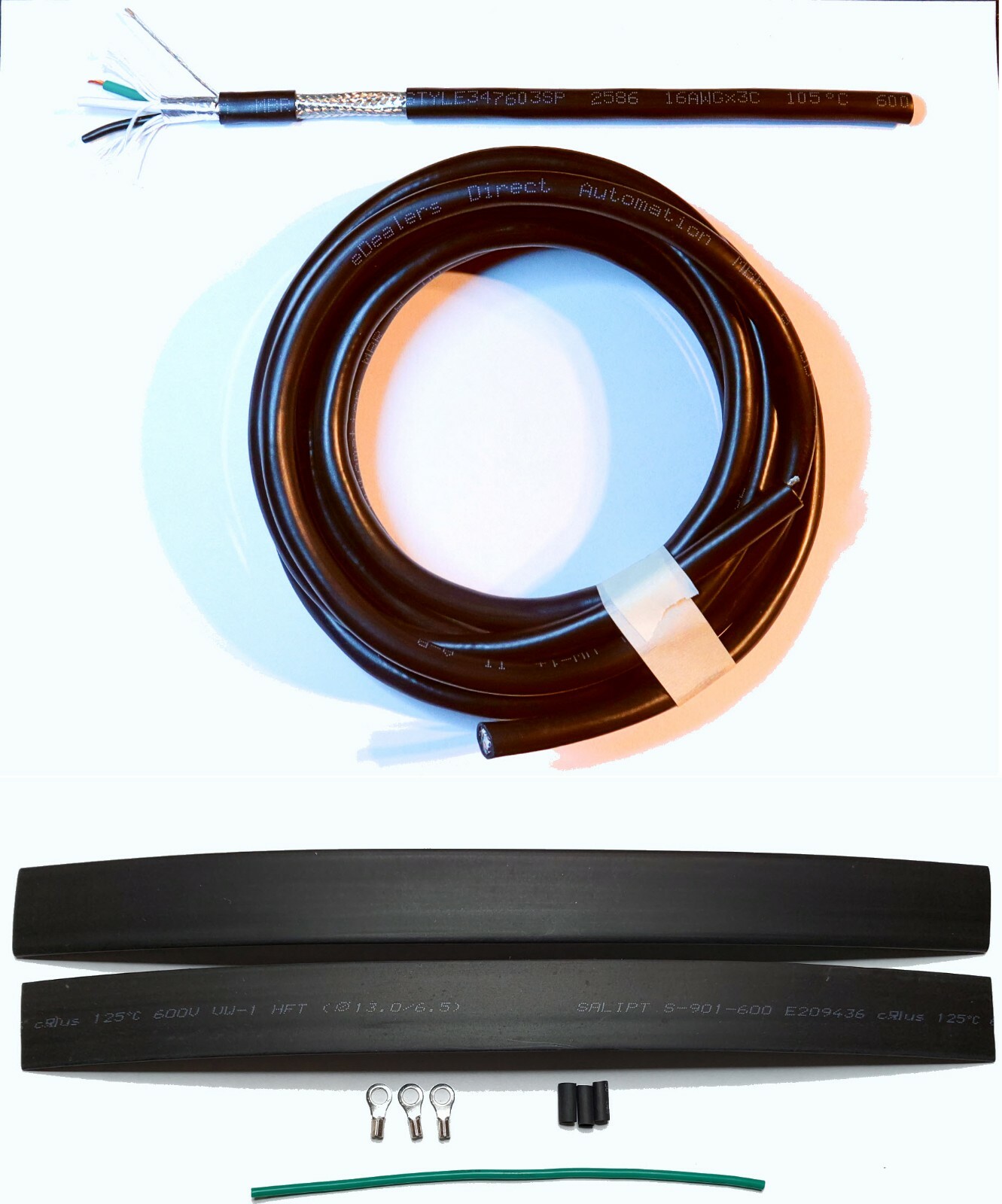 CNC 15ft 16/3 Double Shielded VFD Power Cable Kit .8Kw 1.5Kw 2.2Kw 4Kw 4.5Kw