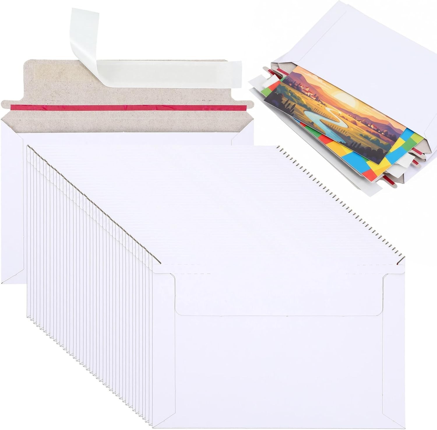 100 PCS 6.5×4.5 Inch Rigid Mailers White Cardboard Envelopes & #1 Mailer