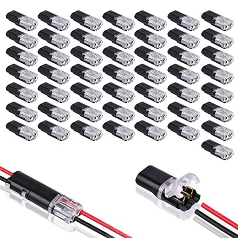 50PCS Double-Wire Plug-in Connector with Locking Buckle,Pluggable Connectors 2 P