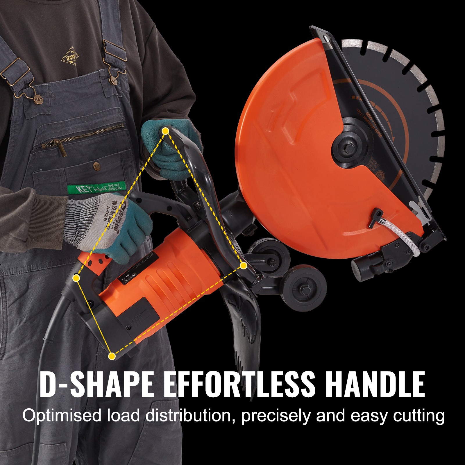 VEVOR 14» Electric Concrete Saw Wet/Dry Saw Cutter with Water Pump and Blade