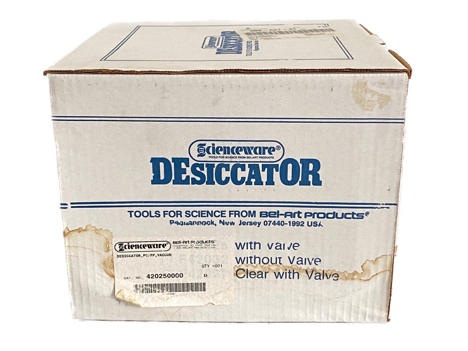 SCIENCEWARE Bel-Art Space Saver PC Vacuum Desiccator w/Valve White PP Btm F42025