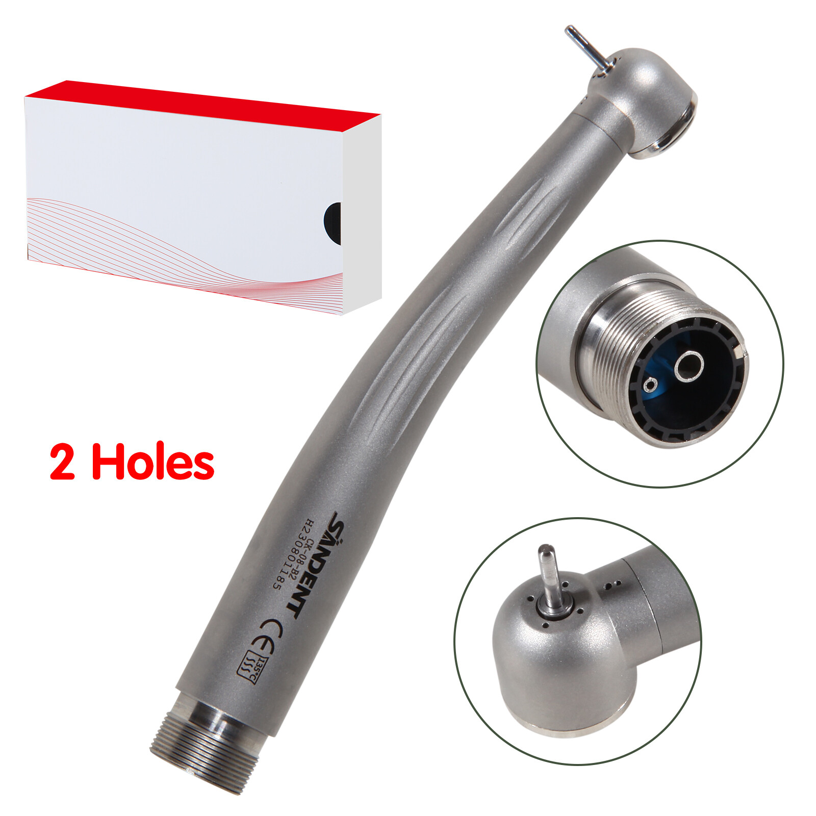 Dental High Speed Handpiece Ceramic Bearing Push Button 2 Holes Single Way Spray