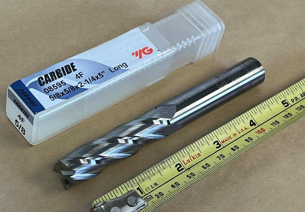YG1 08595 4F 5/8 5/8X5/8X2-1/4X5″ LONG 4 FLUTE CARBIDE END MILL KOREA