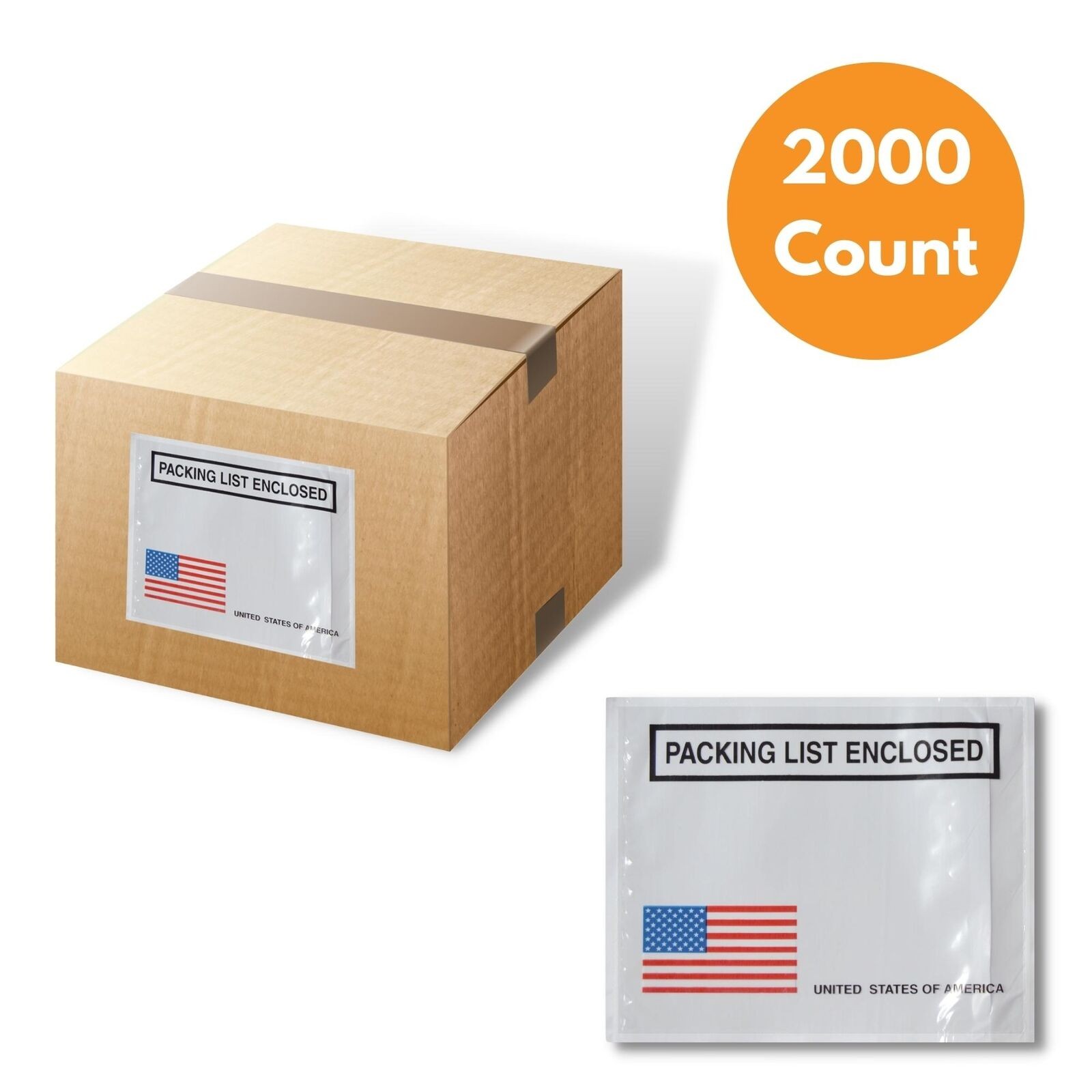4.5″ x 5.5″ USA Print Panel Face Packing List Enclosed Envelopes 2000 Pcs