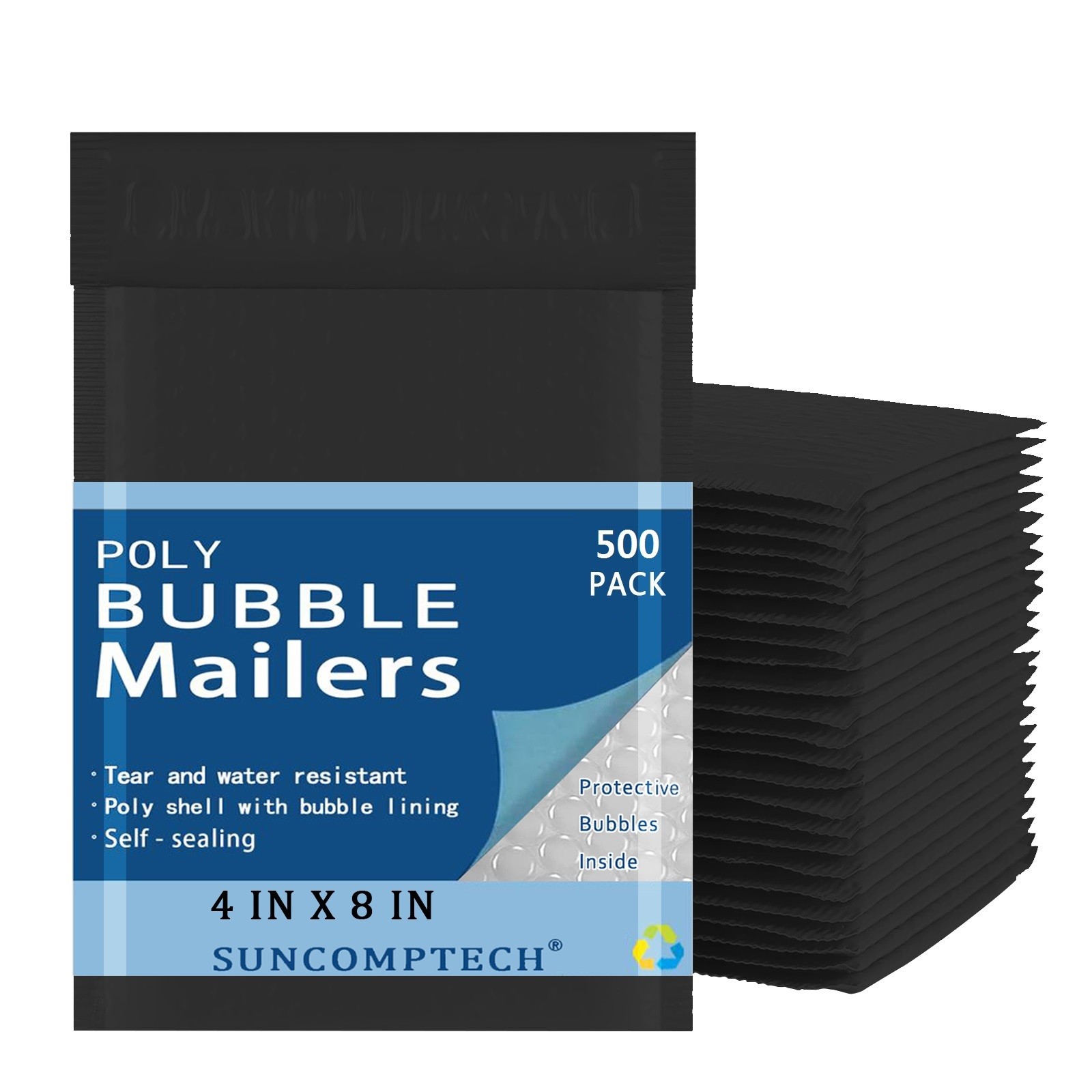 #000 4×8 (4×7) Poly Bubble Mailers Shipping Bag Padded Envelopes BLACK 500 PCS