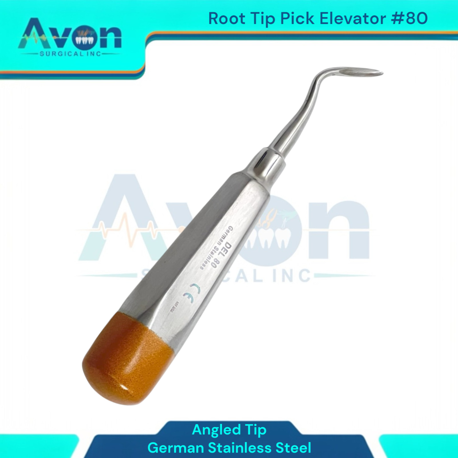 Angled Tip Tooth Root Extraction Elevator Pick, No. 80, Dental Elevator Gold