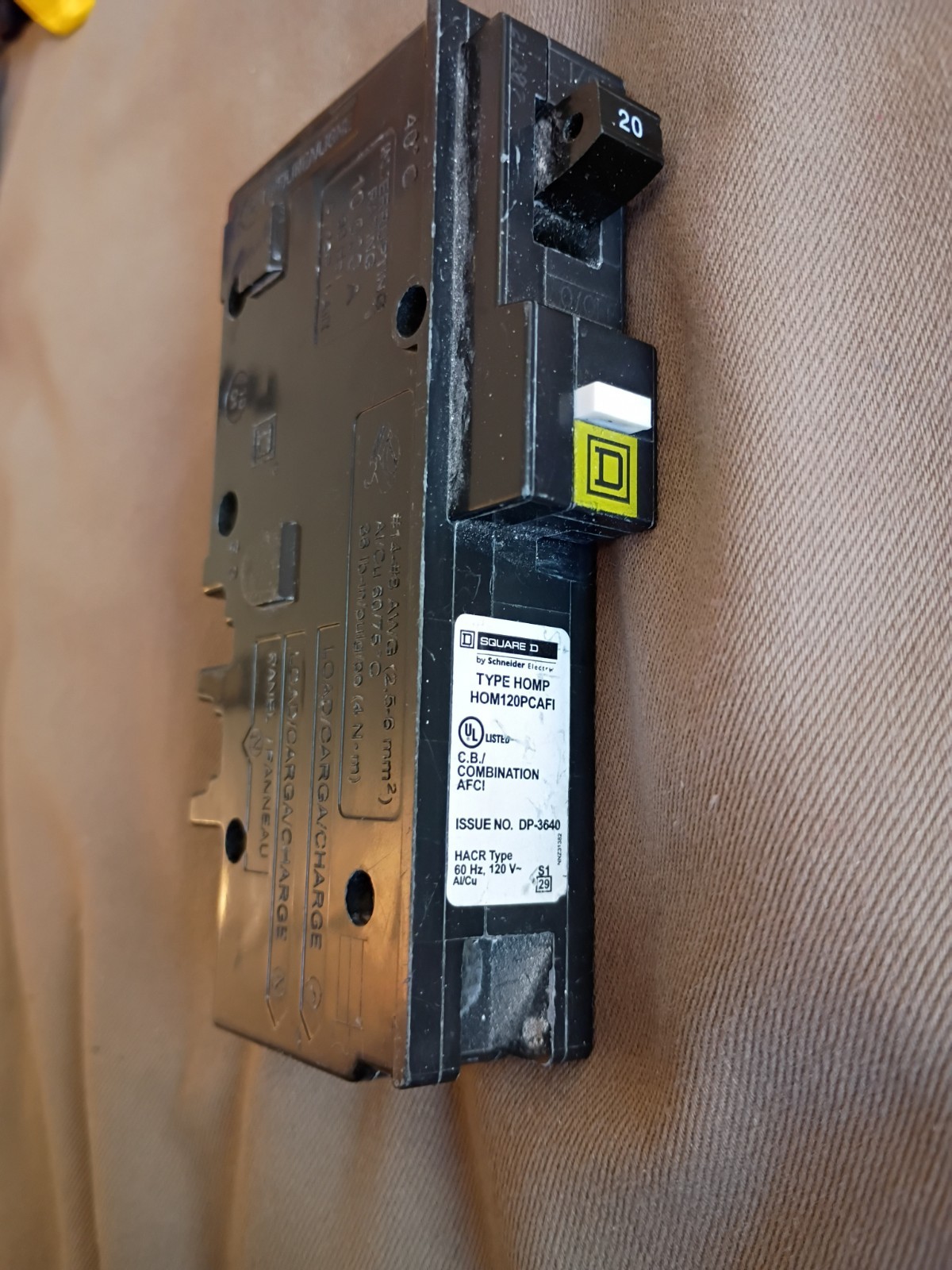 Square D HOM120PCAFI Circuit Breaker 20A 120V 1-Pole AFCI