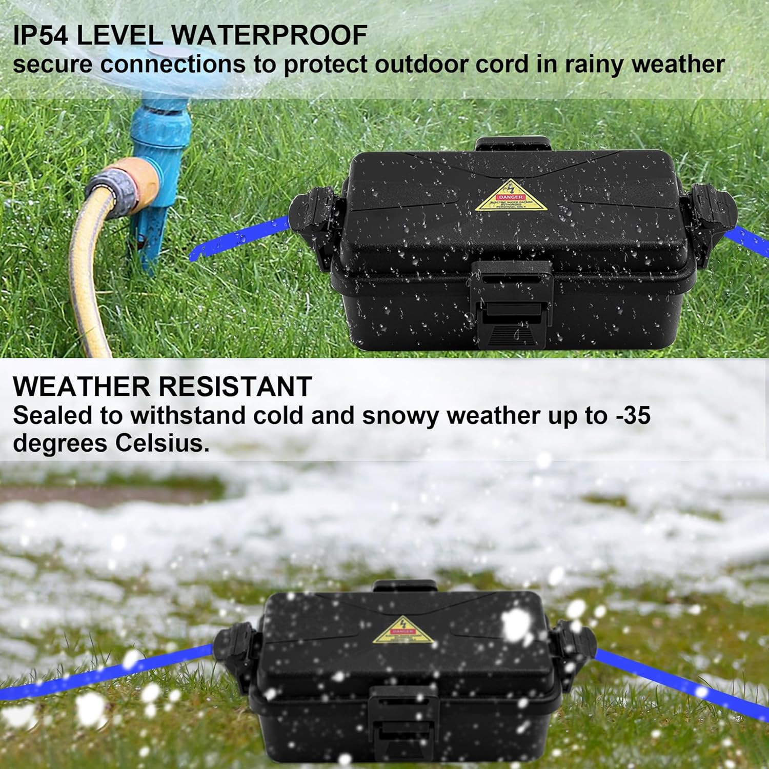Outdoor Electrical Box Waterproof IP54 Black Outdoor Extension Cord Cover(Inner