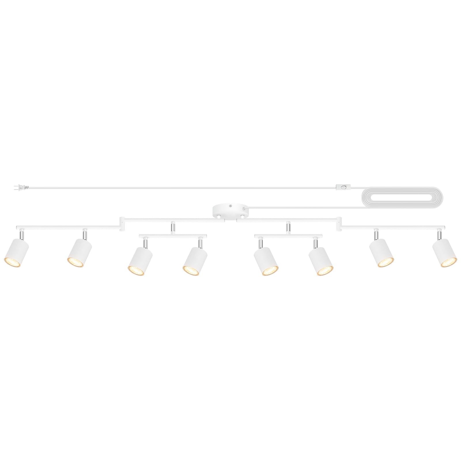 Plug in Track Lighting LED, Track Lighting Fixtures Ceiling, White 8-Light Ki…