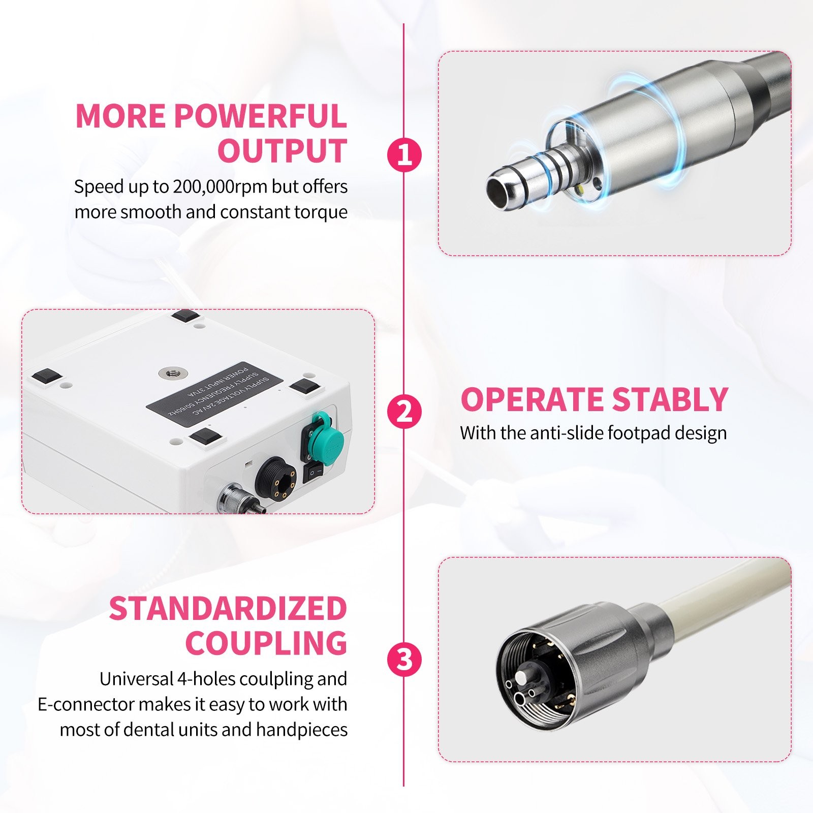 NSK Style Dental Brushless LED Micro Motor /1:5 Increasing LED Contra Angle NEW