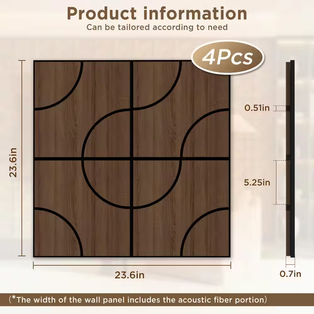 Walnut 0.7 In. X 1.97 Ft. X 1.97 Ft. Geometric Acoustic Decorative Wall Paneling