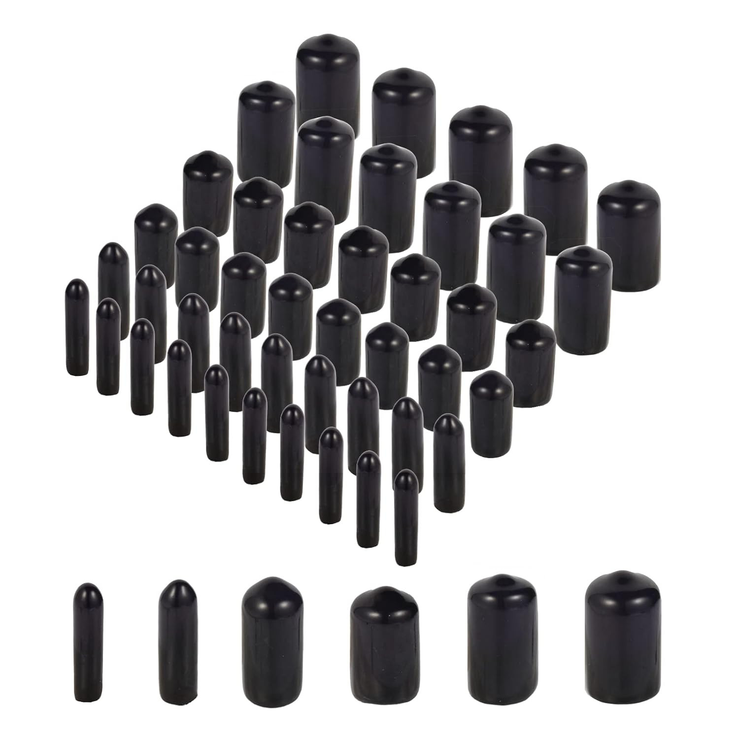 60 Pcs round Rubber End Caps Vinyl Cover Screw Thread Protectors Assortment Kit