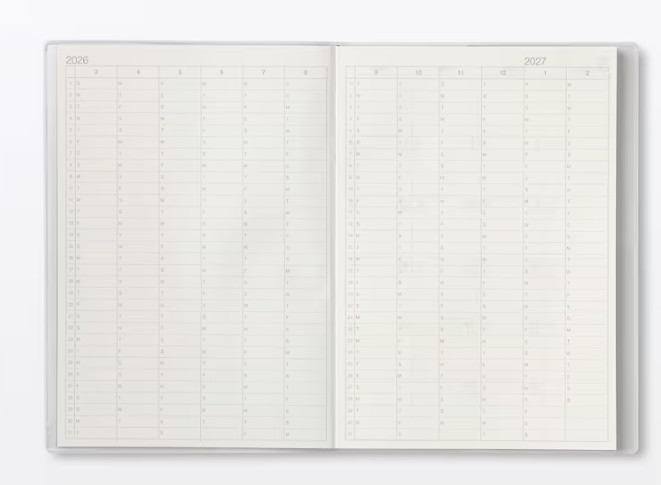 NEW Muji 2026 Monthly Weekly Planner White-Gray 2026.03-2027. 04