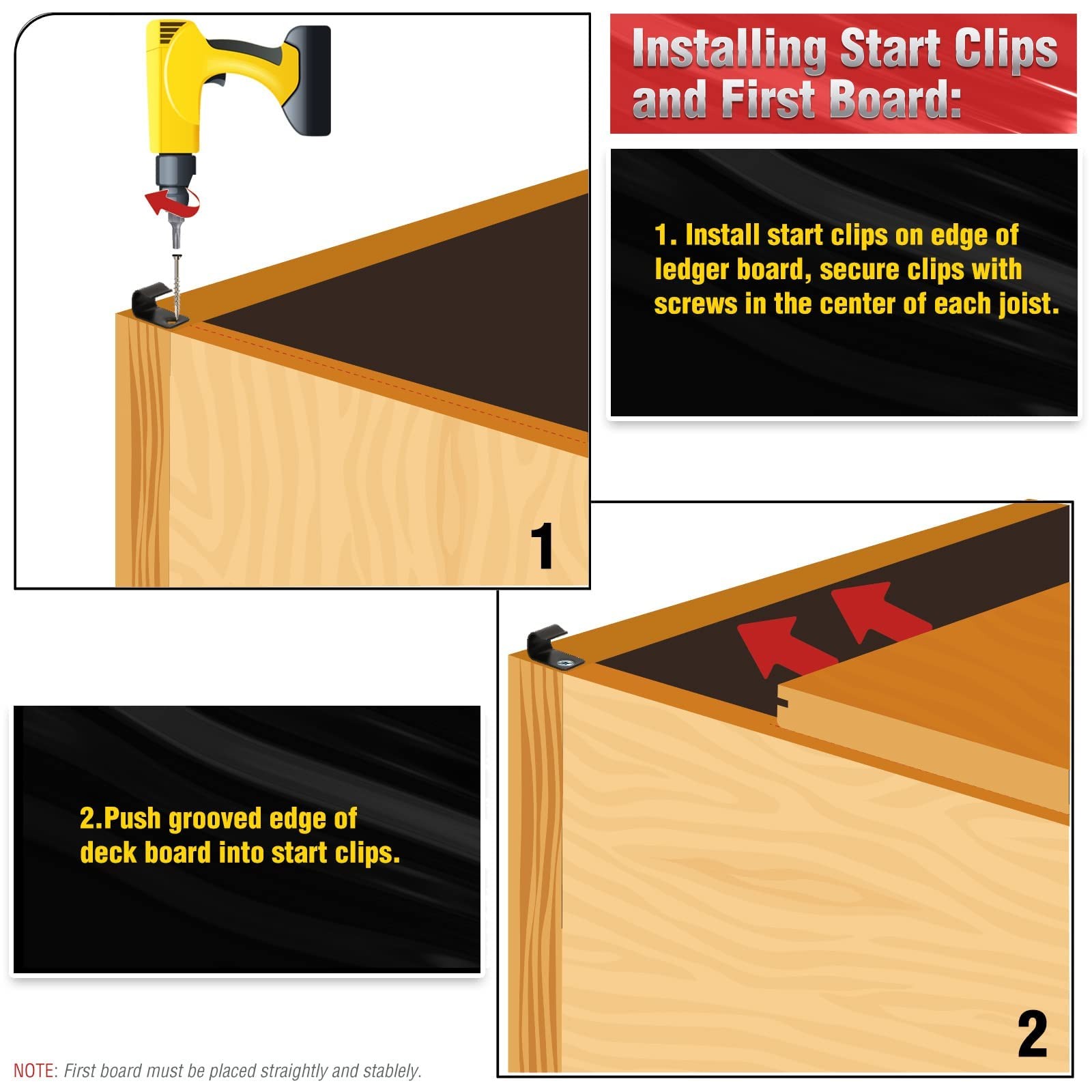 Start Clips, Hidden Deck Starter Clips for Composite Decking, Hidden Fastener…