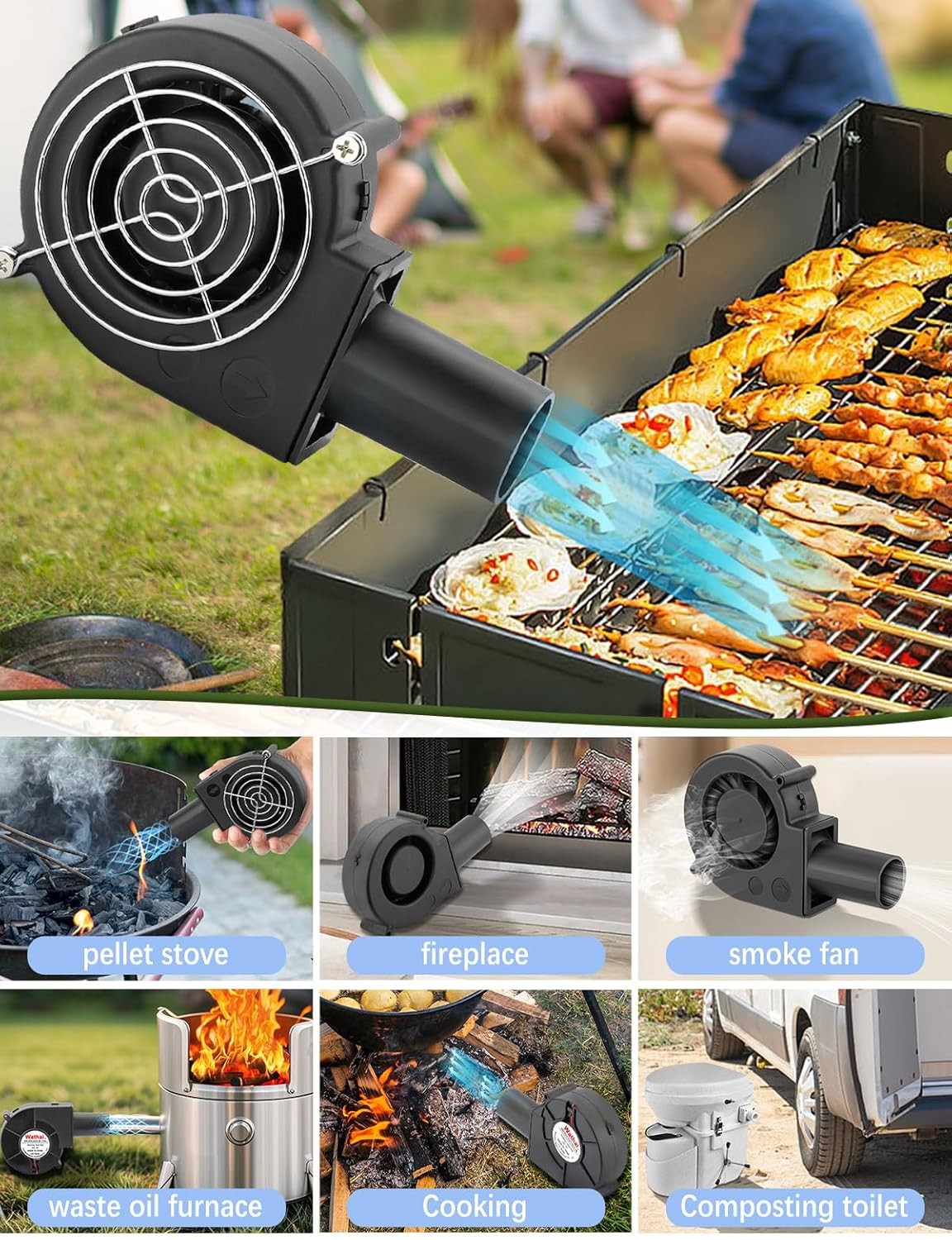 120Mm BBQ Fan 12V 4.72In Blower Brushless with 110V/120V Variable Speed