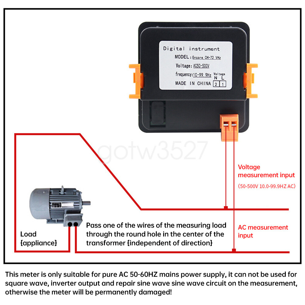 AC50-500V Voltage Frequency Meter Digital LED Display Voltage Tester 10.0-99.9Hz