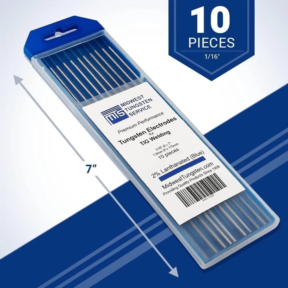 10-Pack 1/16″ TIG Welding Electrodes – 2% Lanthanated Blue for Precision