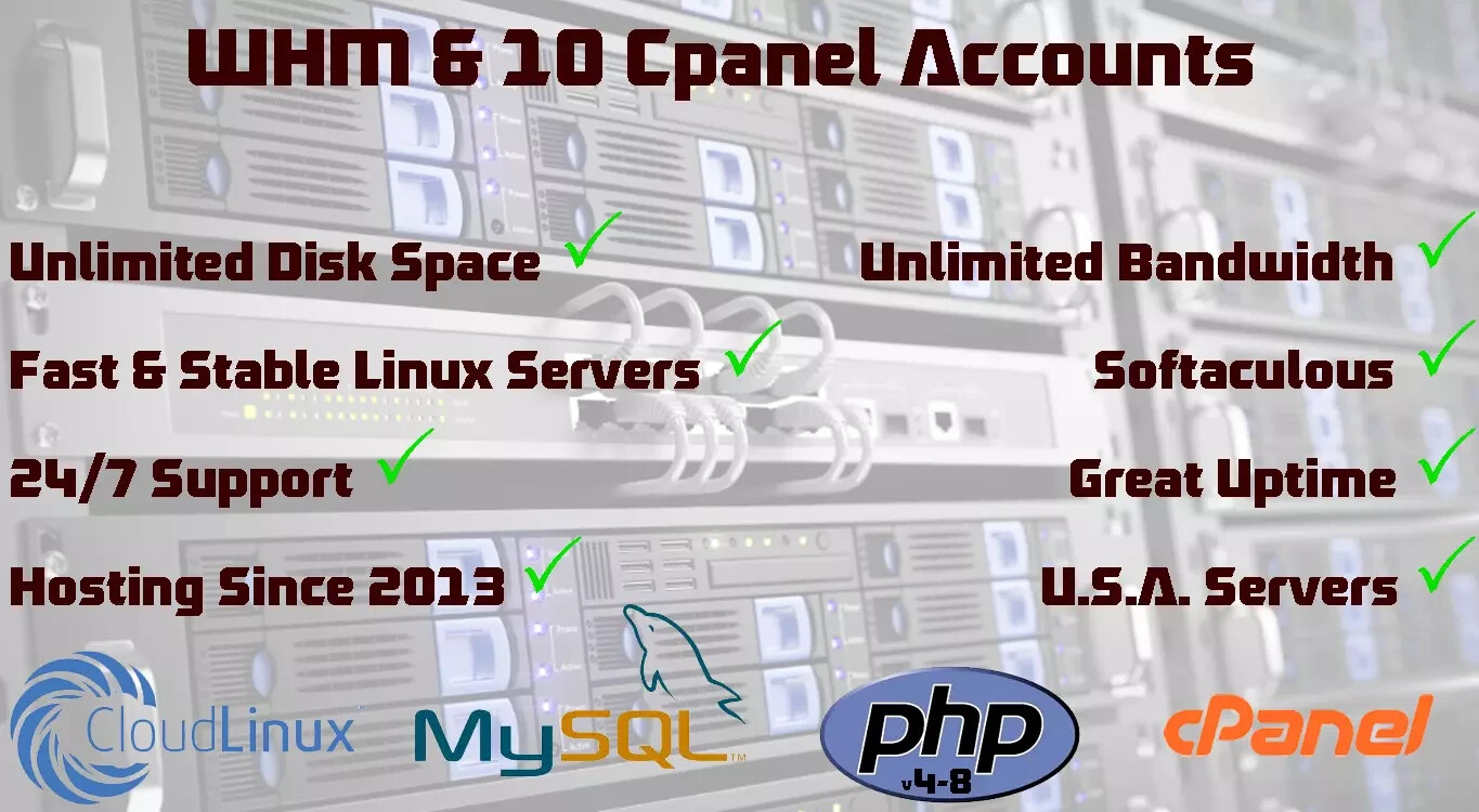 Cpanel Reseller 10 Unlimited Disk/Data Quick Setup With Instructions Delivered!