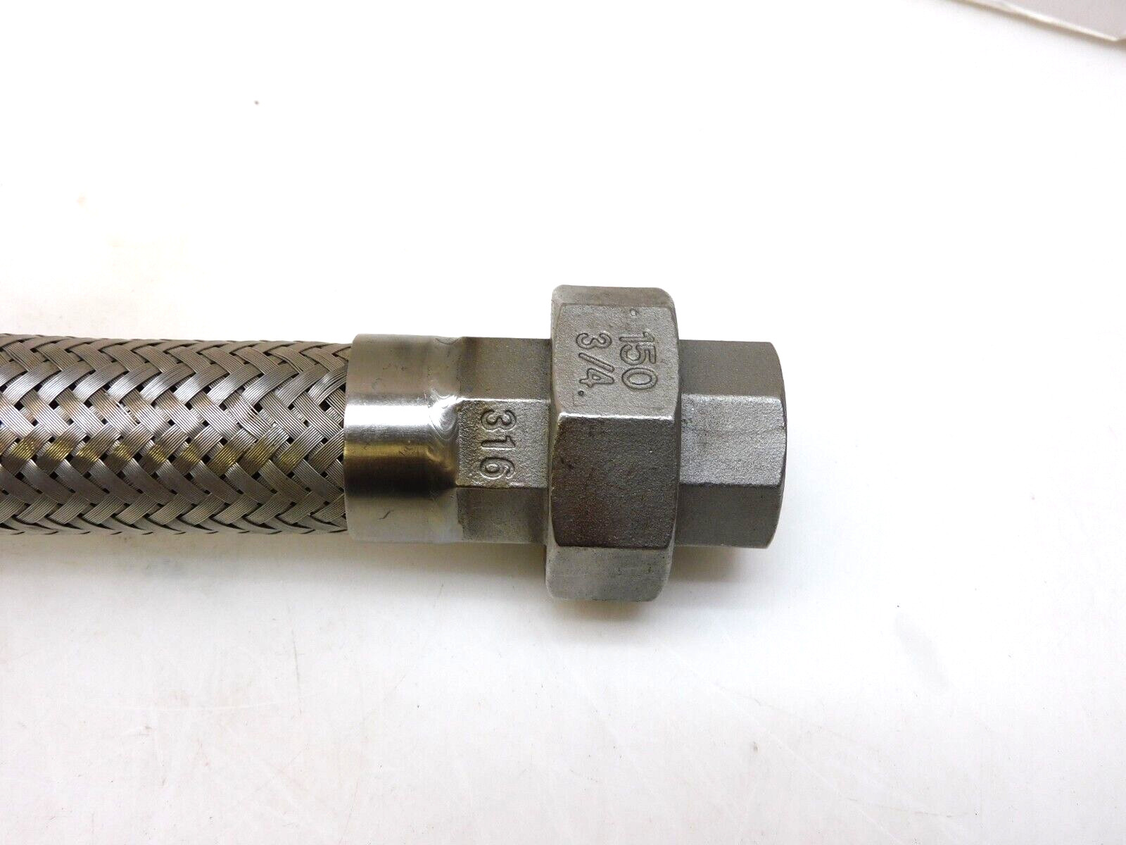 NO NAME 12″ BRAIDED FLEX S/S STAINLESS HOSE W/ 3/4″ NPT 316 STAINLESS UNIONS