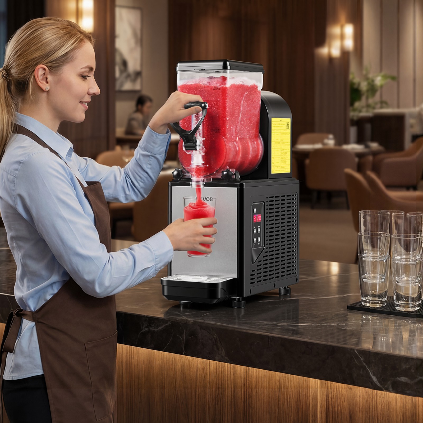 VEVOR Slushie Machine 6L/1.6 GAL No Ice Needed Frozen Drink Maker Single Tank