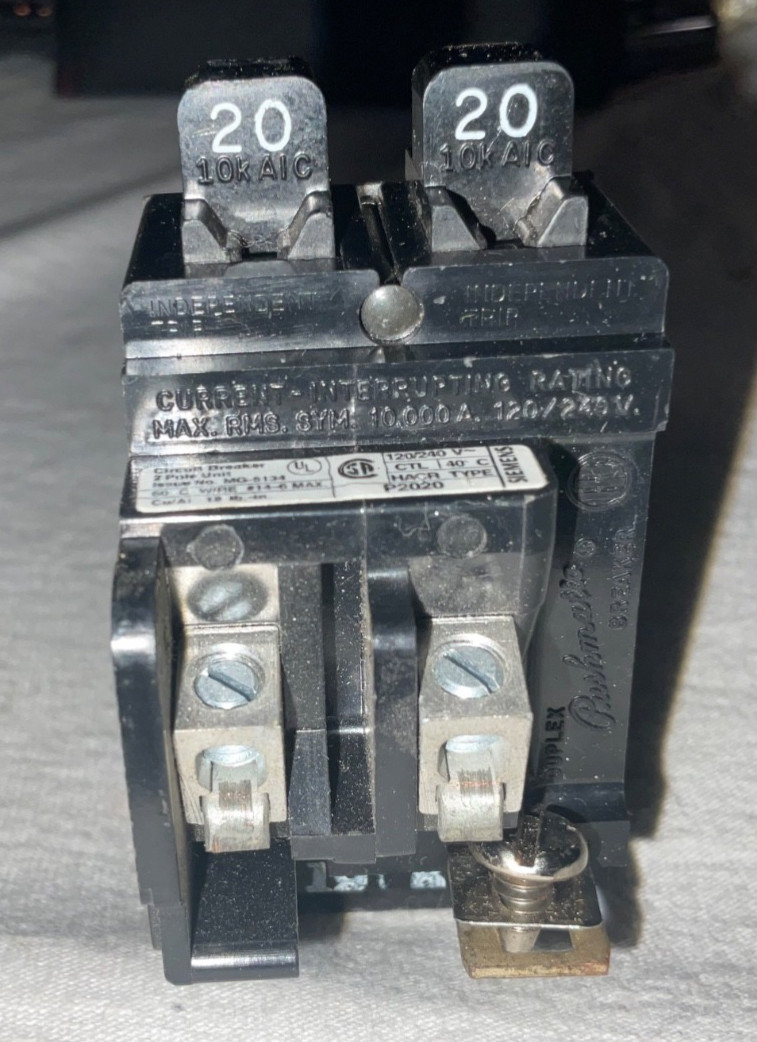 Pushmatic Bulldog P2020 Circuit Breaker 2P 20A 120V CU/AL Electrical MG5134