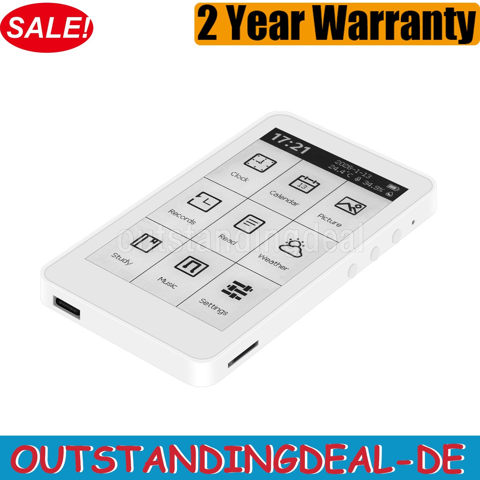 HamGeek M3 E-Book Reader 3.7-inch Touch Screen E-Paper 10-Level Adjustable ot34