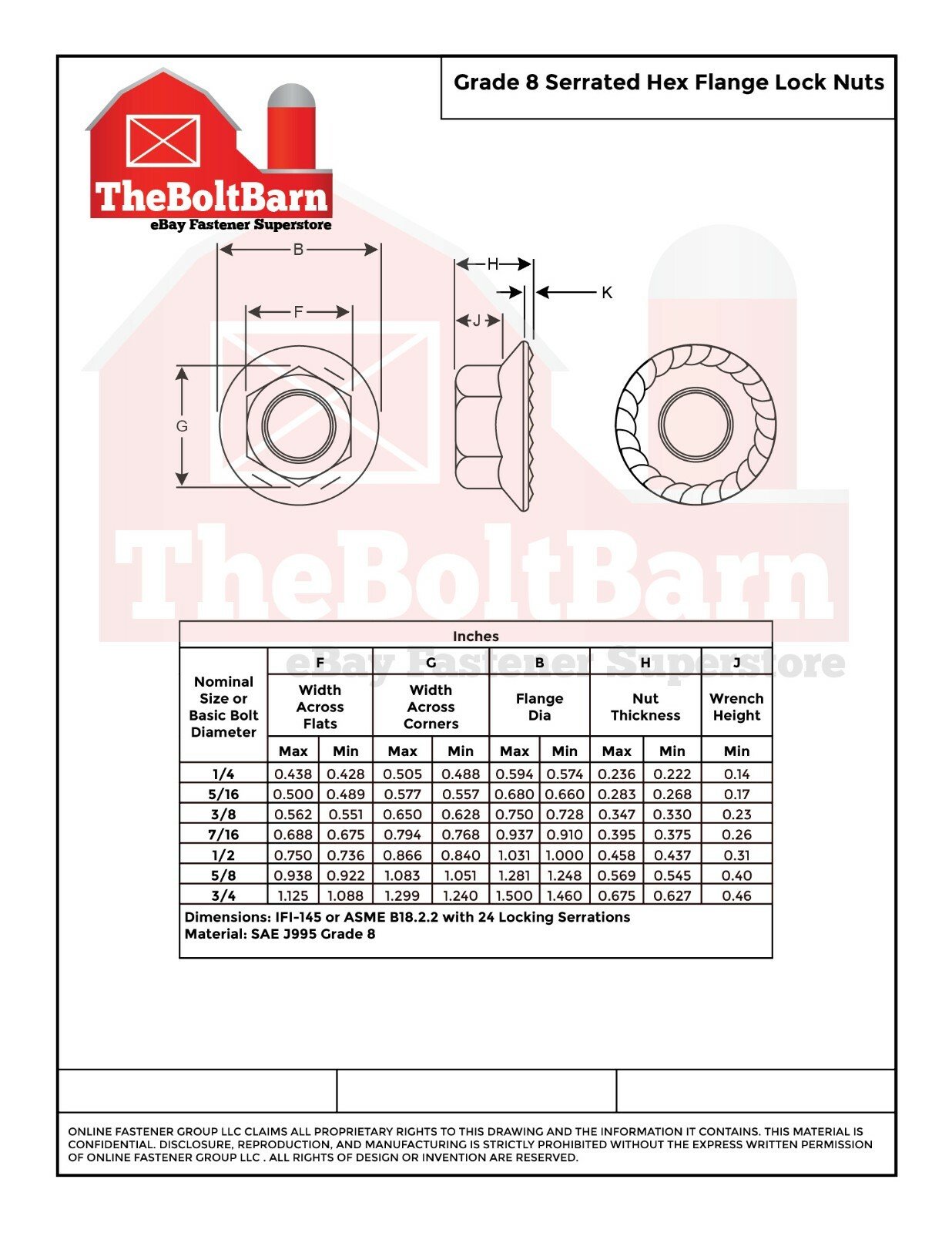 5/8″-11 Grade 8 Serrated Flange Lock Nuts Coarse Zinc Yellow (Pick Quantity)