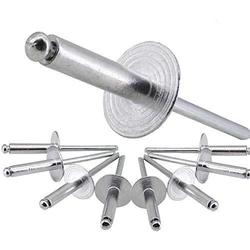 100-2000 PCS LARGE FLANGE ALUMINUM POP RIVETS 3/16″ X 3/4″ BIG HEAD STEEL
