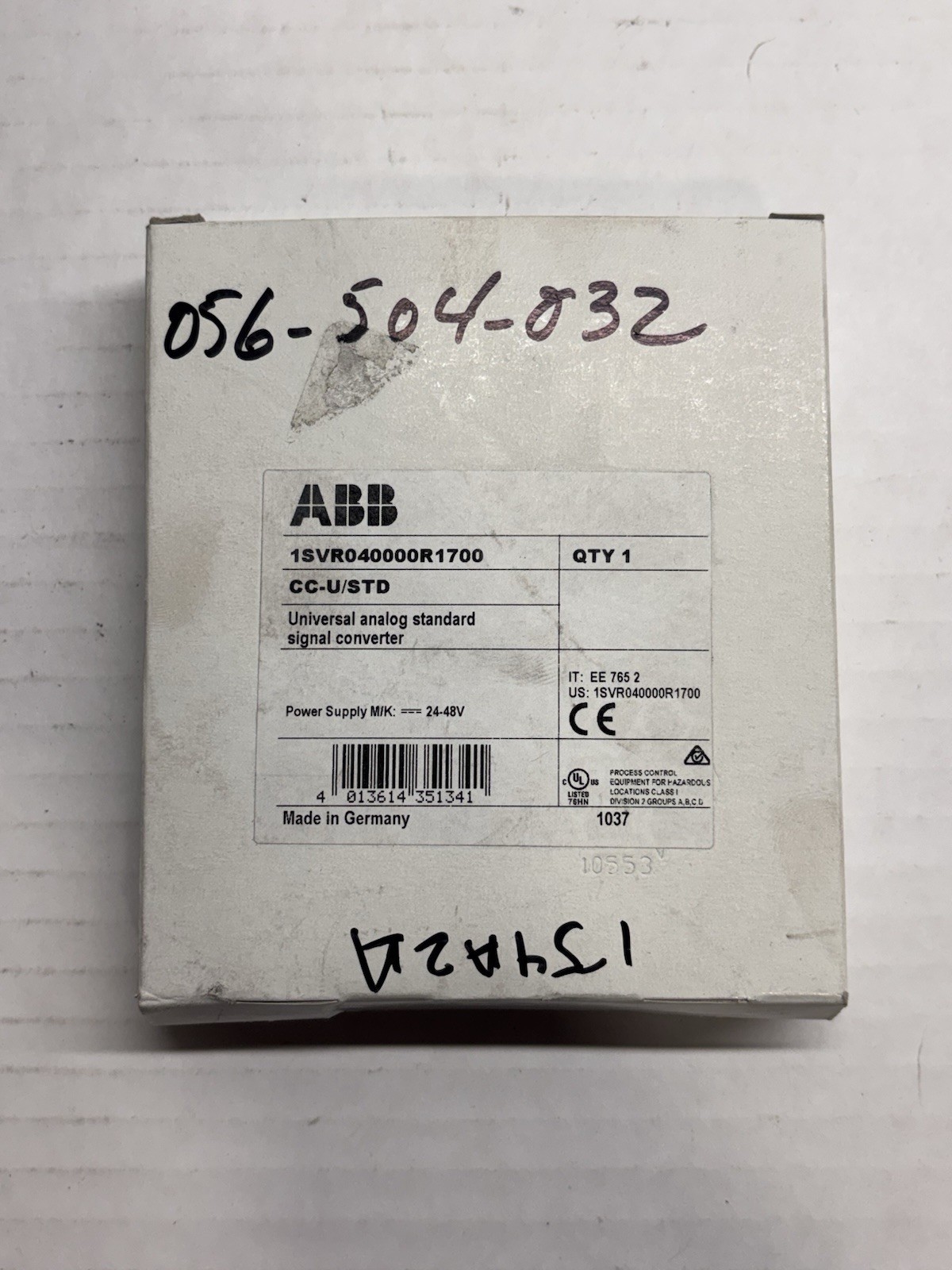 NEW ABB CC-U/STD UNIVERSAL ANALOG SIGNAL CONVERTER 110-240VAC 1svr040000r1700