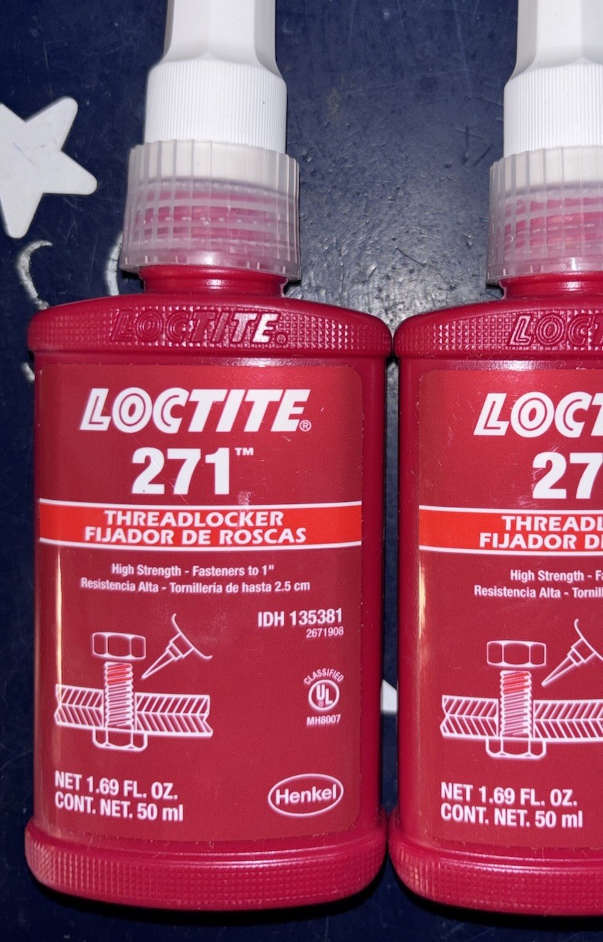 (2) Loctite 271 High Strength Threadlocker 50mL 27131 02/2025 TWO BOTTLES