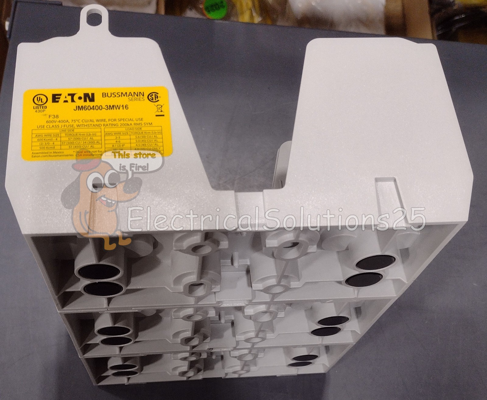 New Eaton JM60400-3MW16 400A 600V 3-Pole Class J Fuse Block – Free Shipping
