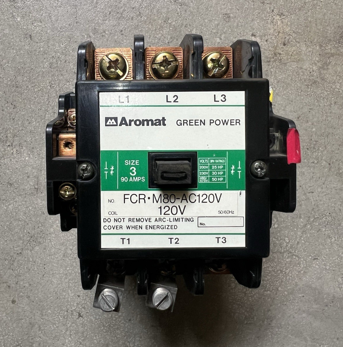 Aromat Green Power NEMA Size 3 Contactor 90A 3-Pole 120V Coil FCR-M80