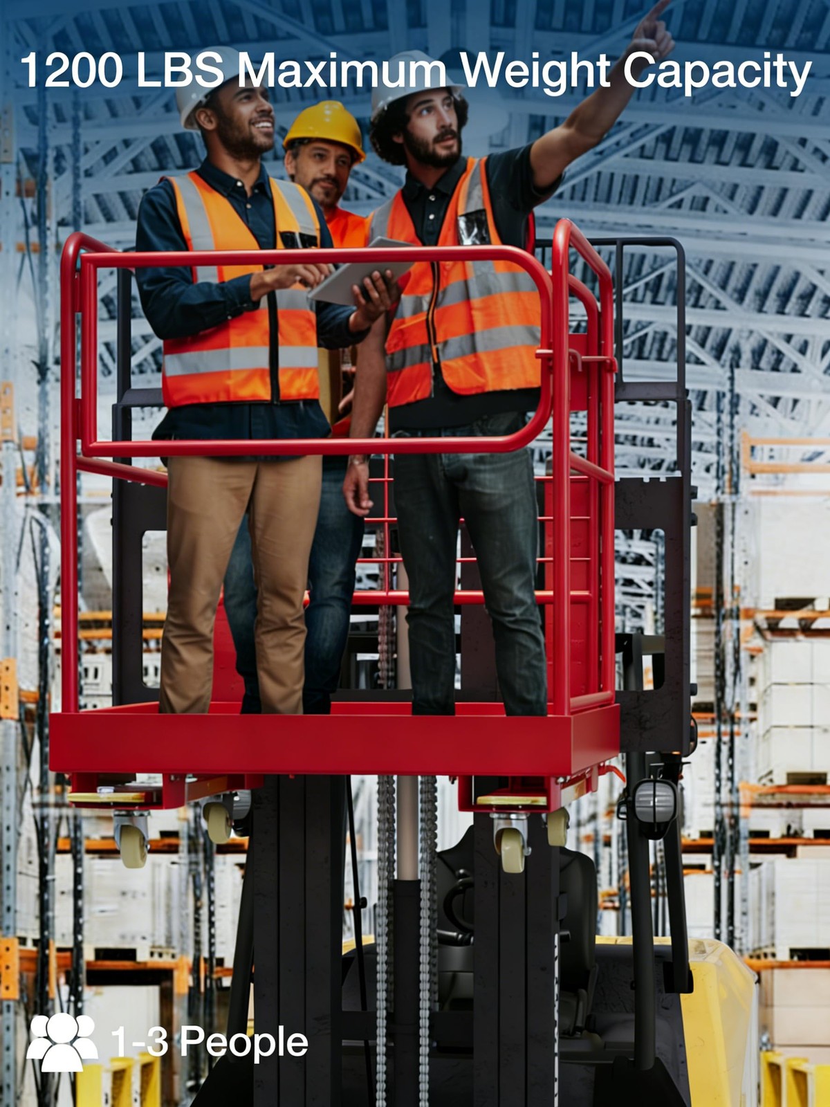 1200lbs Forklift Safety Cage Heavy Duty Collapsible 36″ x 36″ Steel Man Basket