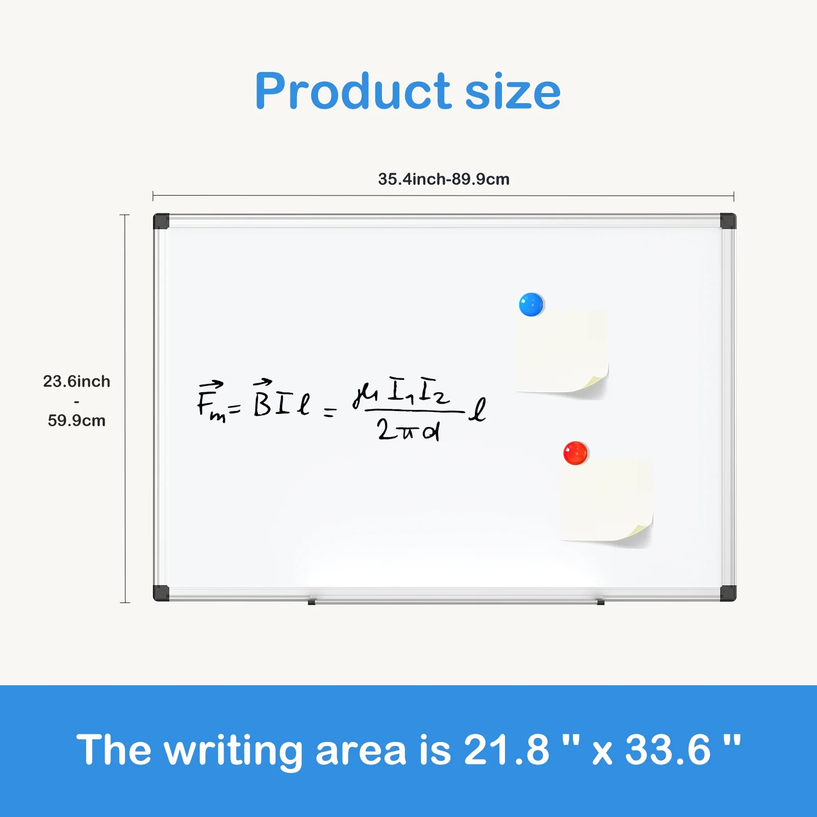 36 X 24 Inches Magnetic Dry Erase Board with Aluminum Frame, Whiteboard for Home