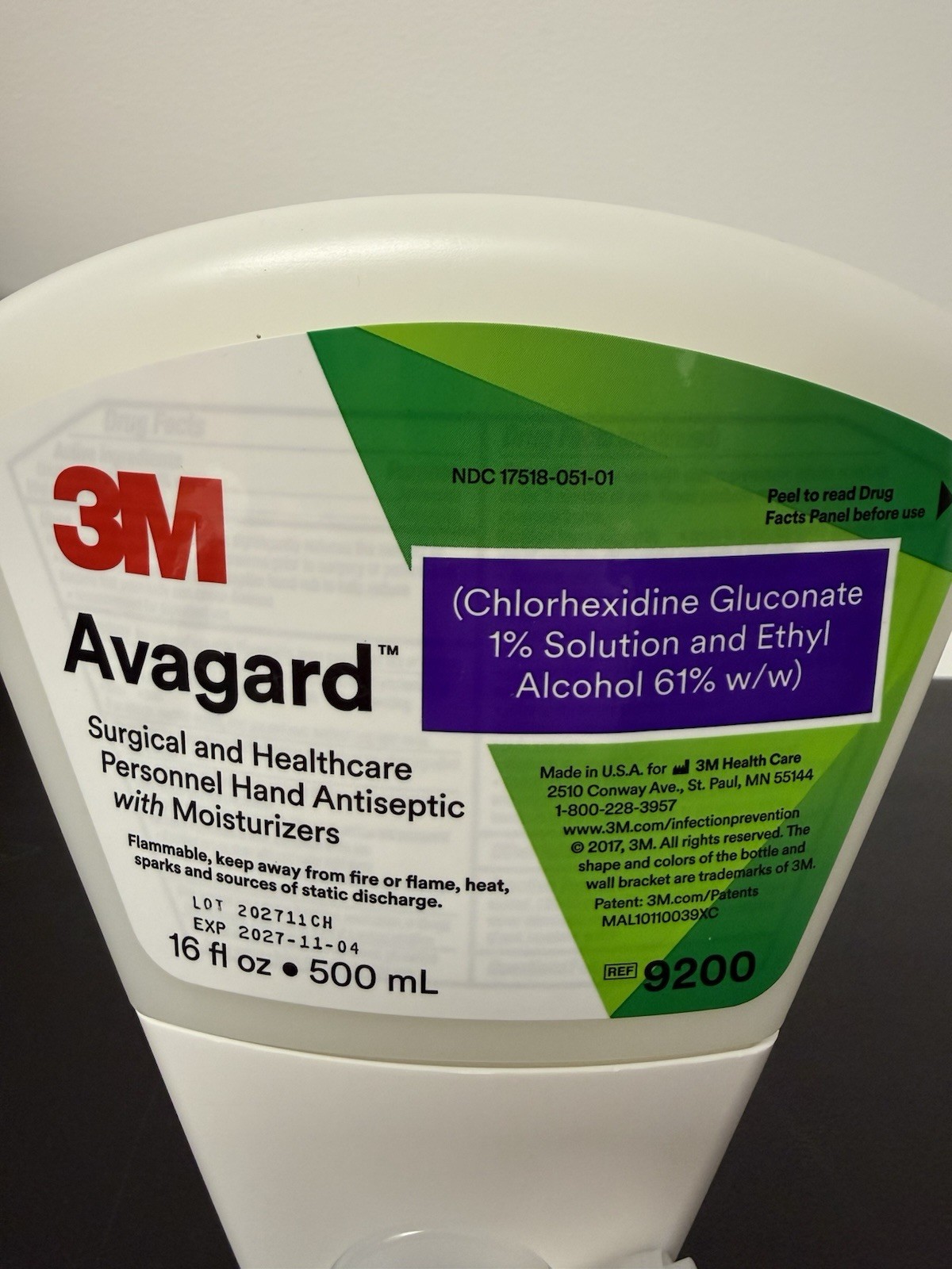 3M 9200 Avagard Surgical Hand Antiseptic W/ Moisturizers, 500mL, Case of 8 Units
