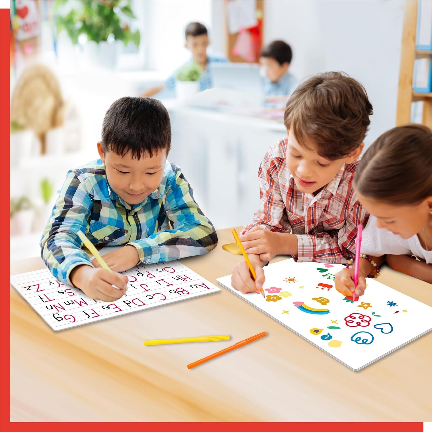 8 Sheets Dry Erase Lined Whiteboard, Double Sided Ruled Writing Board &