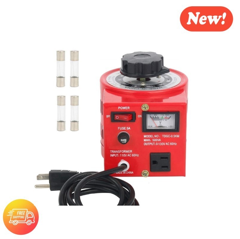 Variac Transformer 500VA, 5Amp, 110V Input, 0–130V Output