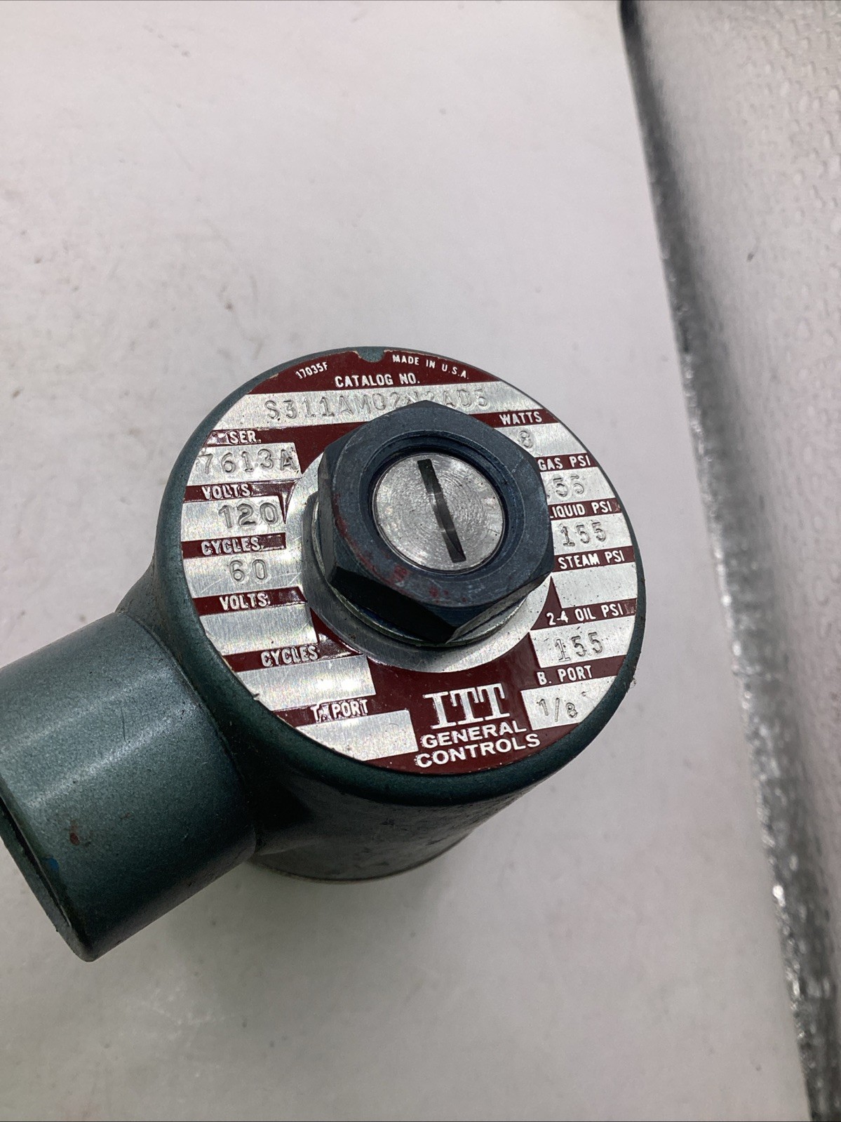 ITT General Controls S311AM02N2AD5 Series 7613A Solenoid Valve Used