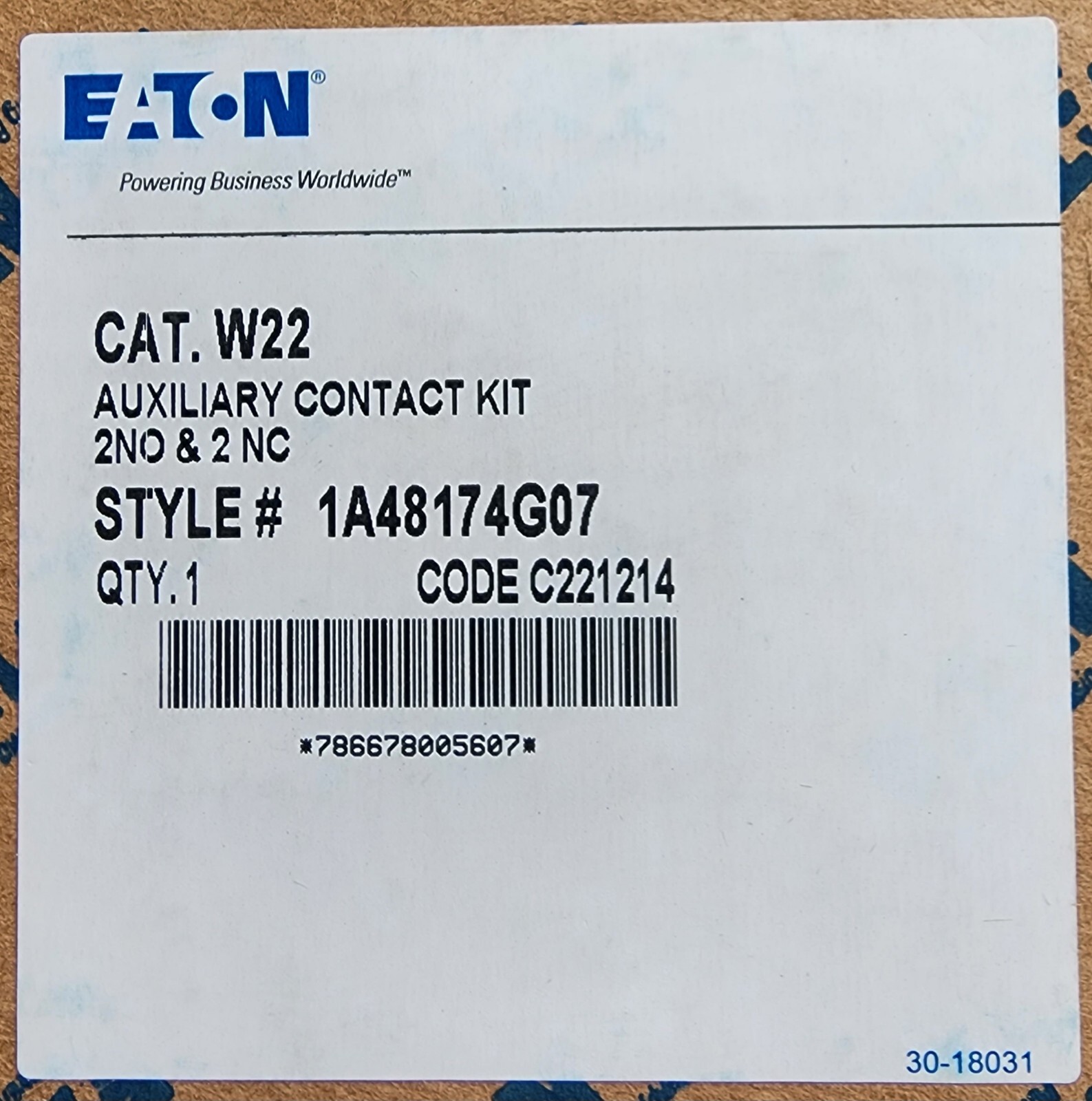 EATON CUTLER HAMMER W22 Advantage Auxiliary Contact 2 NO 2 NC 1A48174G07