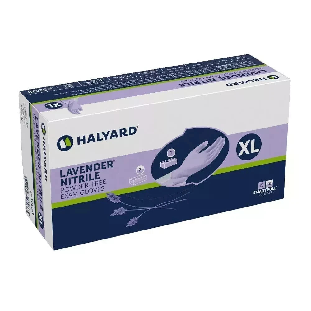 *2,300-Gloves* Halyard Lavender Nitrile Powder-Free Exam X-Large 52820