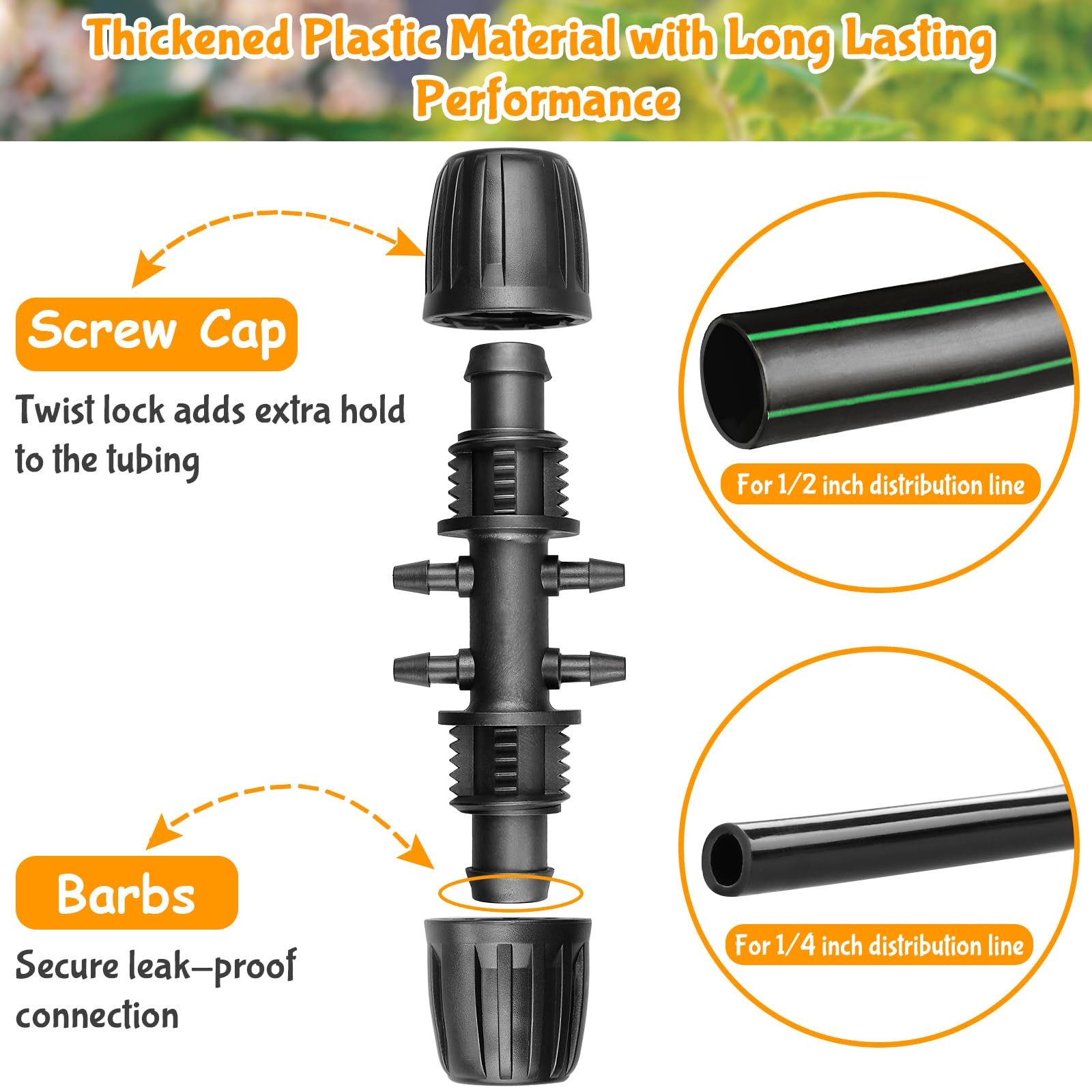 Drip Irrigation Fittings for 1/2 Inch to 1/4 Inch Tubing Reducing Teeï¼š1/2″ 1/