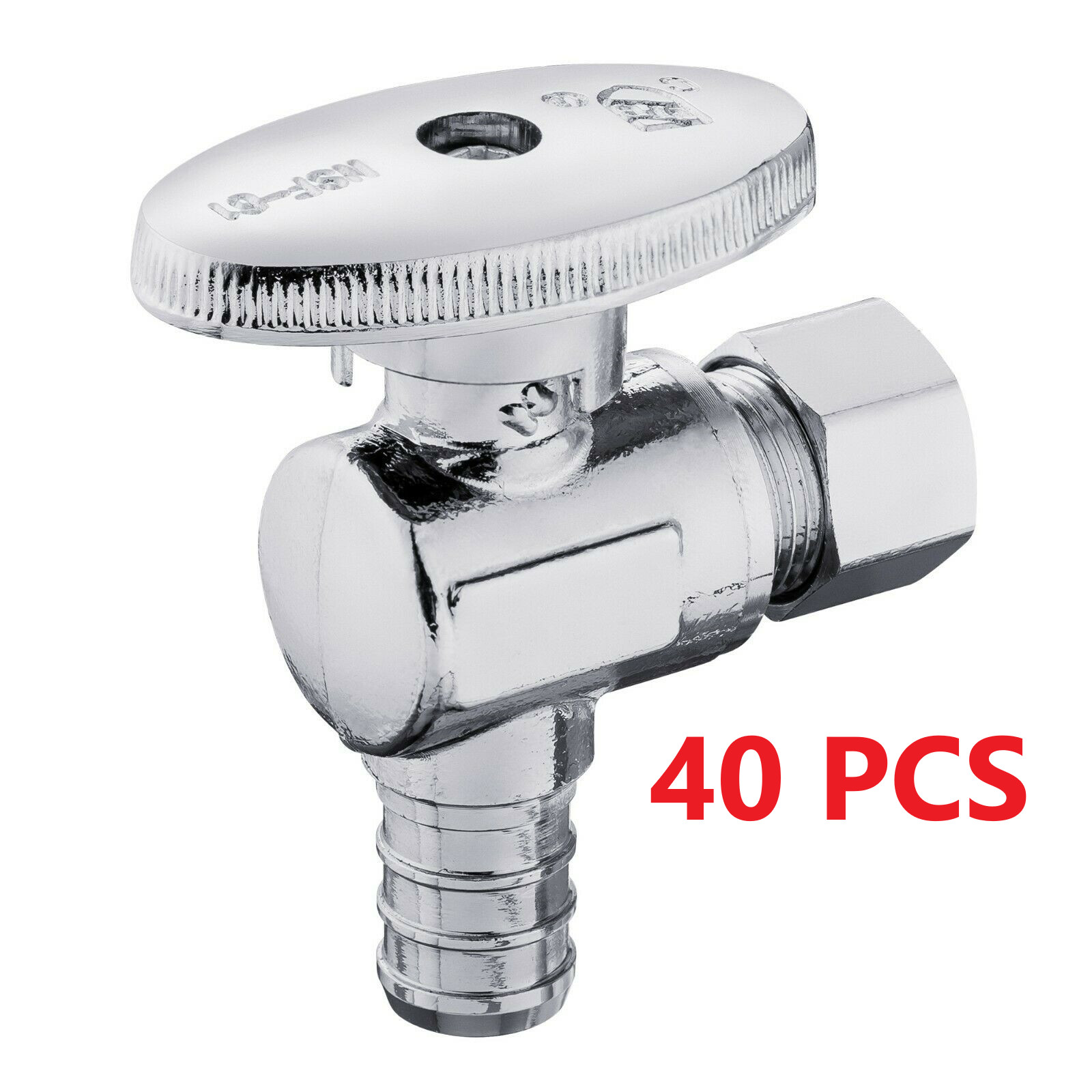 40PCS 1/2 Inch Pex X 3/8 Inch OD Brass 1/4 Turn Angle Stop Valve (LEAD-FREE)