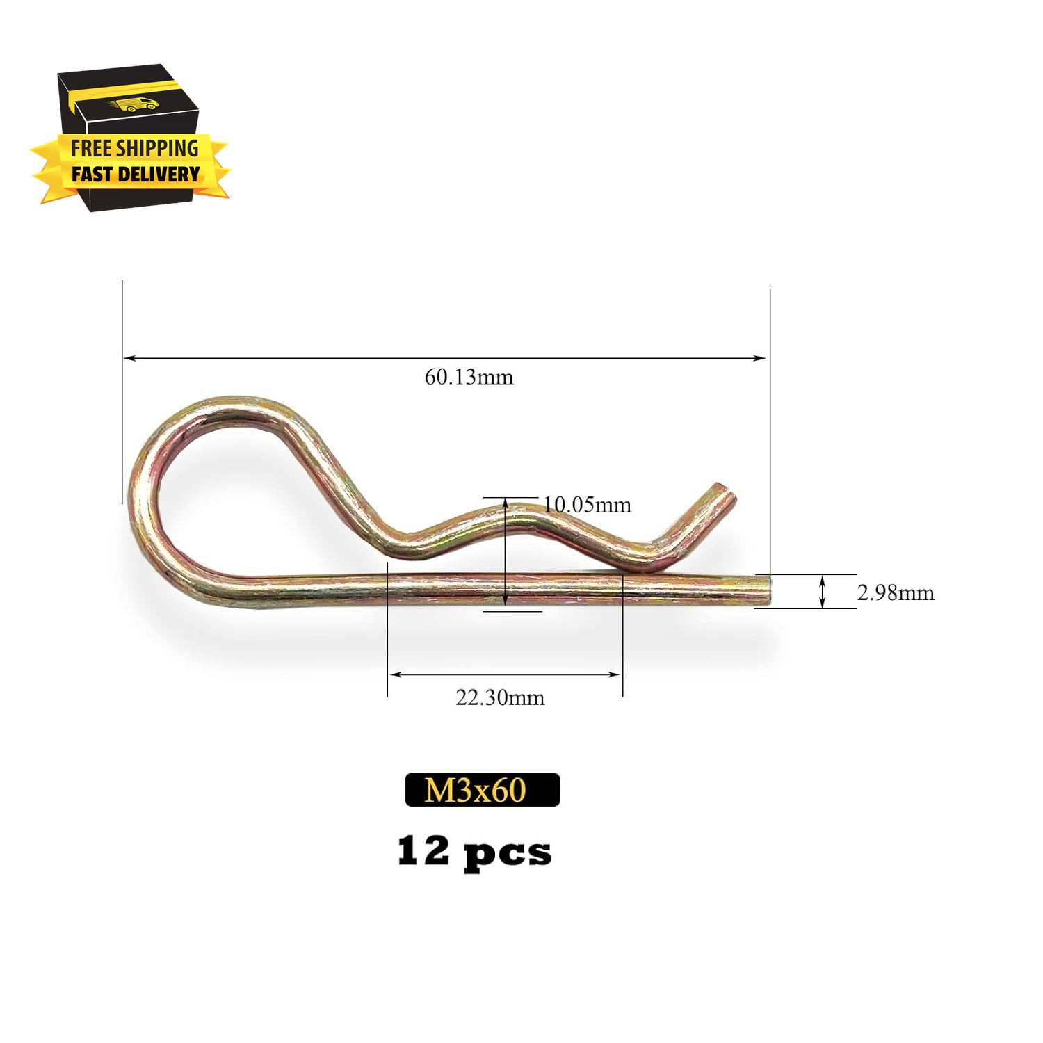 12 Pcs Heavy Duty Hitch Pins Clip R Clips Spring Retaining Wire Hair Pins Cotter