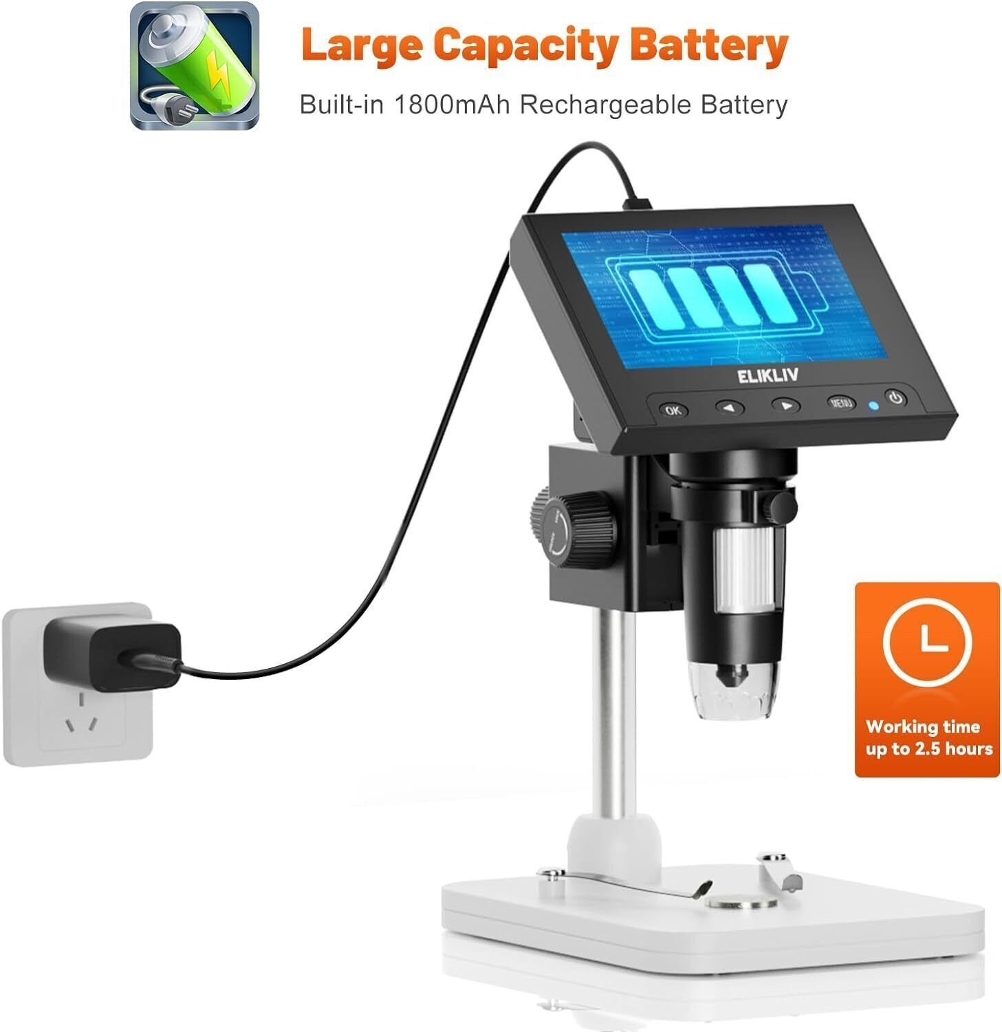 4.3-In Microscope LCD Digital Coin Microscope 1000x Coin Magnifier 8 LED Lights