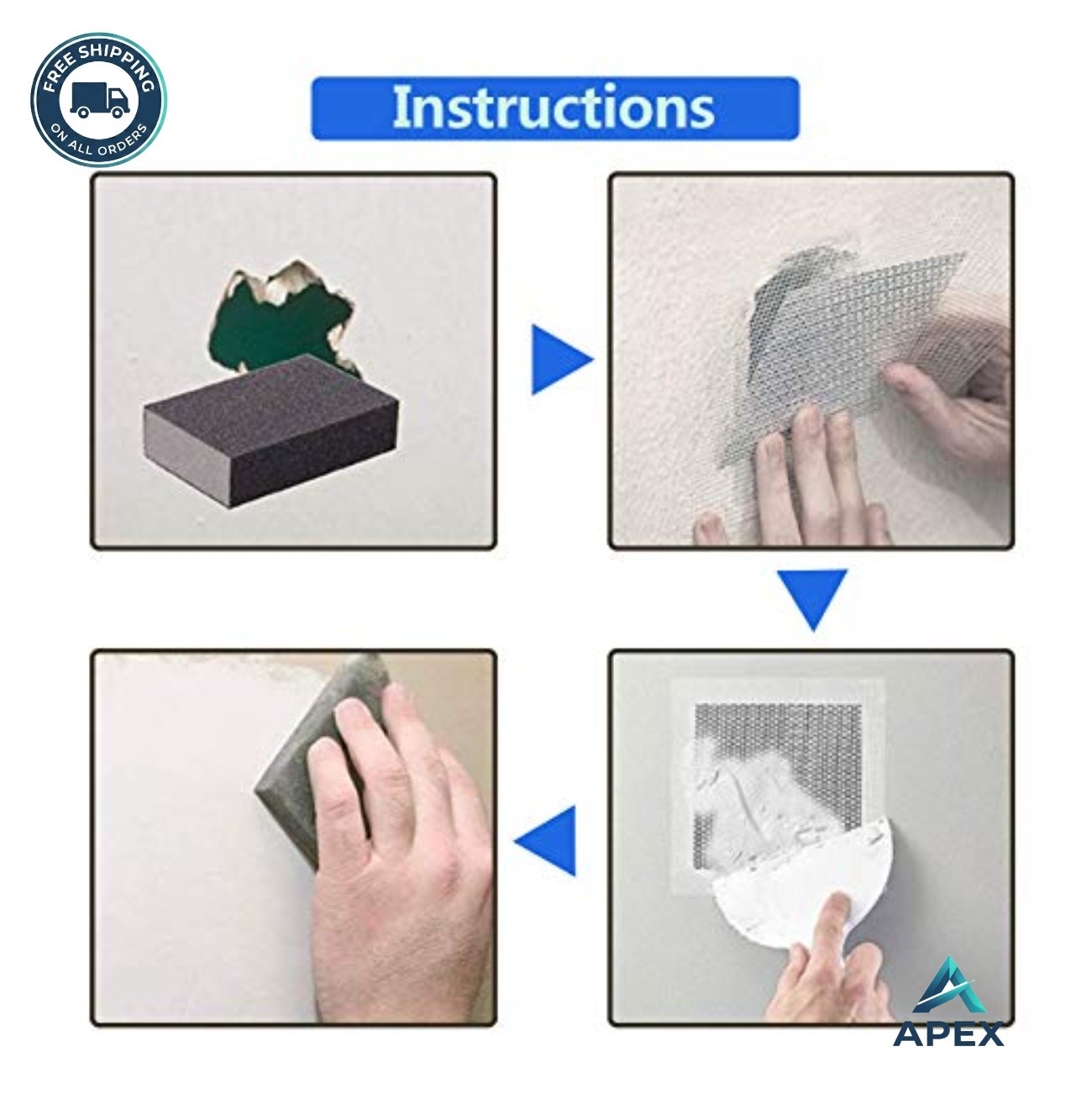 Drywall Repair Patch 6×6 Inches Aluminum Mesh Self Adhesive 7 Pack Wall Hole Fix