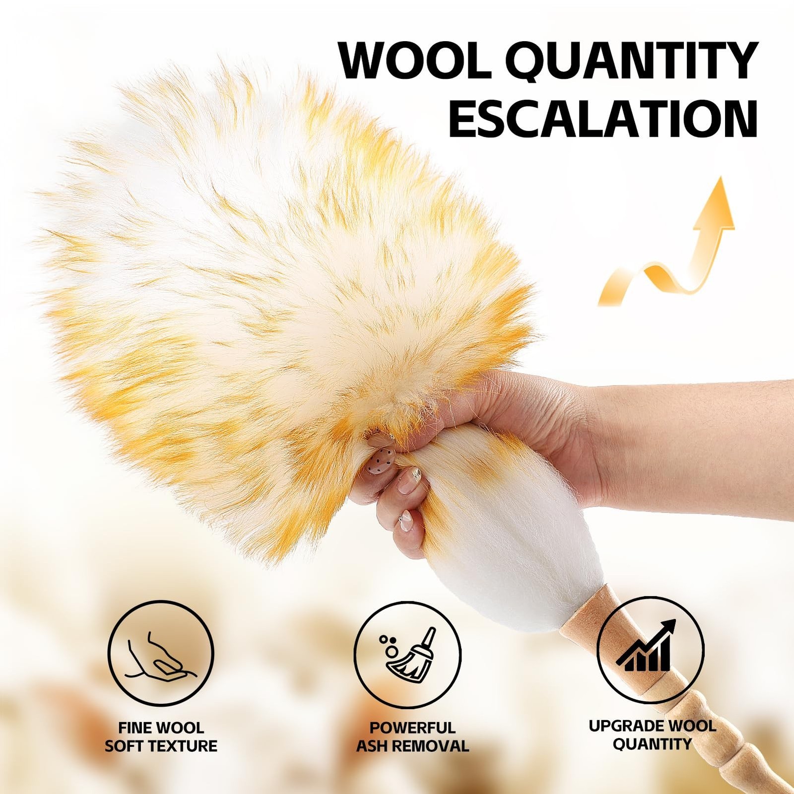 Lambswool Duster for Cleaning with Solid Wooden Handle Leather Hang Strap 19….