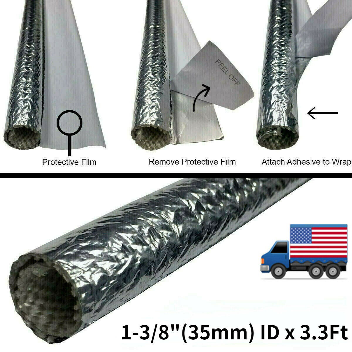 1-3/8″ Automotive Cable Wire Loom High Temp Protection Sleeve Wrap for Hose Line