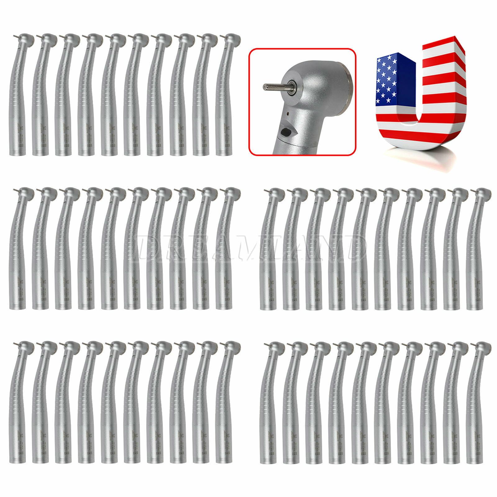 1-100 USA Dental High Speed Fiber Optic LED Handpiece Push fit KAV Coupling c12
