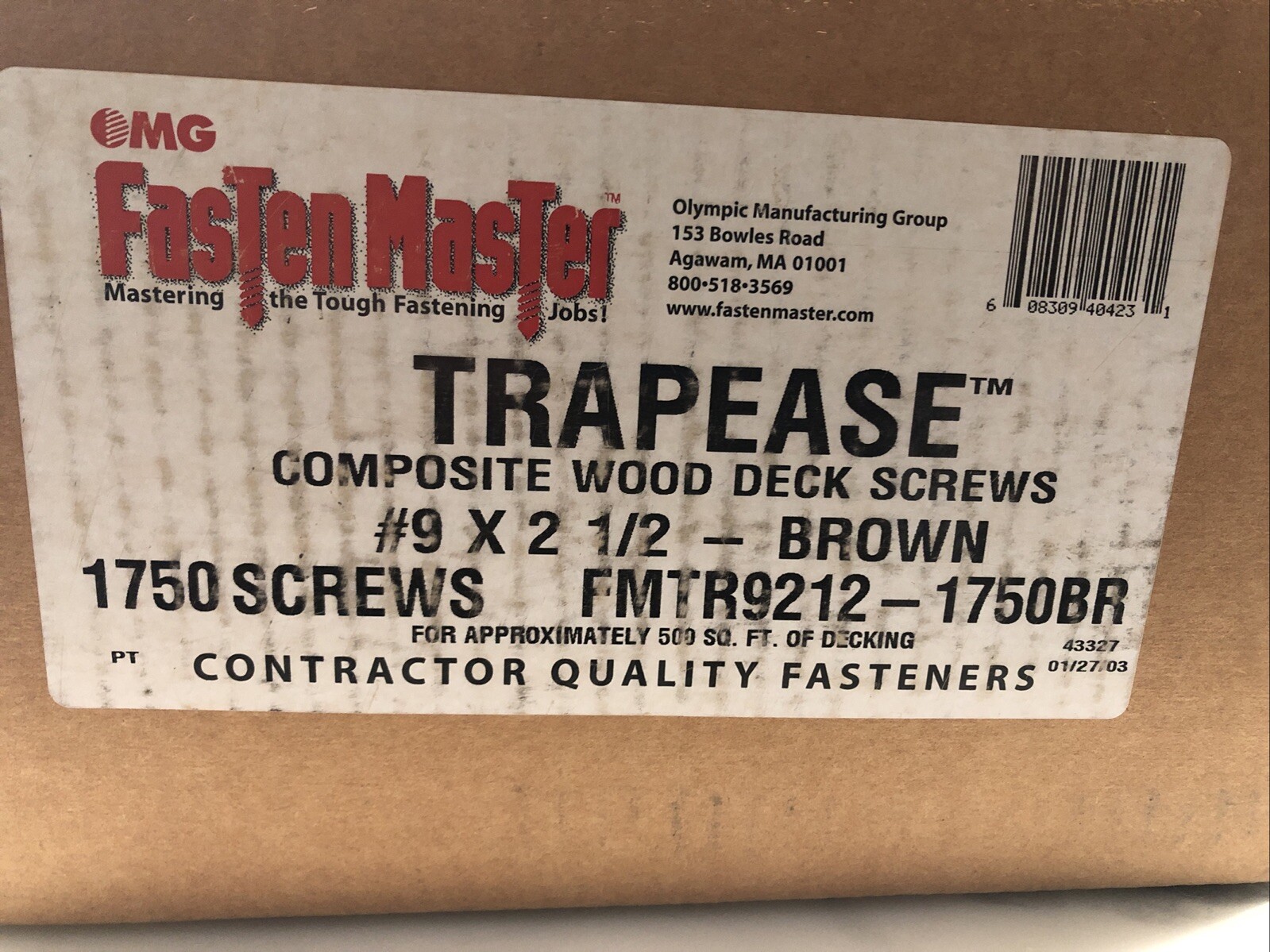 FastenMaster TrapEase Full Case 2-1/2” Square Head Composite Deck Screws 1750pcs